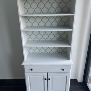 White Hutch with French Quatrefoil Accent