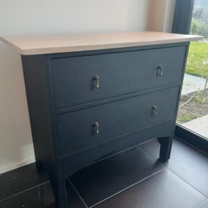 Elegant two-drawer chest - brass vintage handles